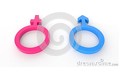 Gender symbols isolated on white background. 3D-rendering. Stock Photo