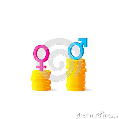 Gender gap or unequal pay concept Vector Illustration