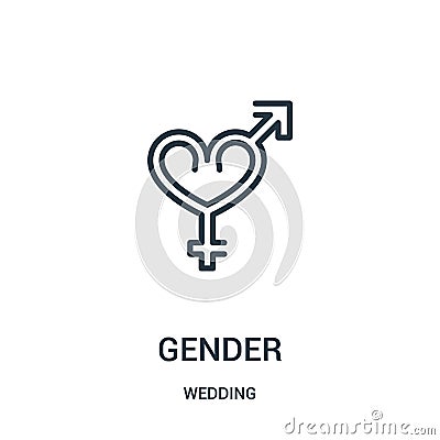 gender icon vector from wedding collection. Thin line gender outline icon vector illustration. Linear symbol for use on web and Vector Illustration