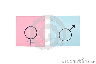 Gender identity, male and female gender role stickers Stock Photo