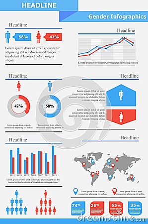 Gender Infographics Template Vector Illustration