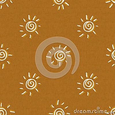 Gender neutral sunshine seamless raster background. Simple whimsical 2 tone pattern. Kids sun nursery wallpaper or Stock Photo