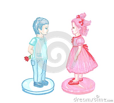 Gender reveal party blue boy and pink girl on a white Stock Photo