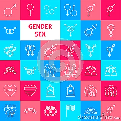 Gender Sex Line Icons Vector Illustration