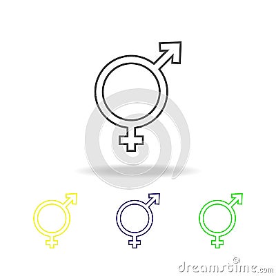 gender sign of man and woman multicolored icon. Element of LGBT illustration. Signs and symbols collection icon can be used for we Cartoon Illustration
