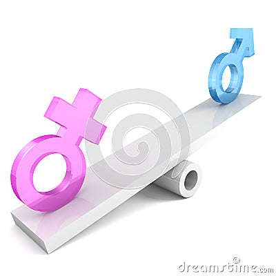 Gender signs on the balance Stock Photo