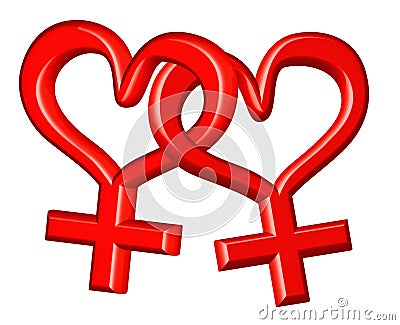 Gender signs lesbian couple Stock Photo