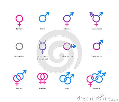 Gender symbol icon set Vector Illustration