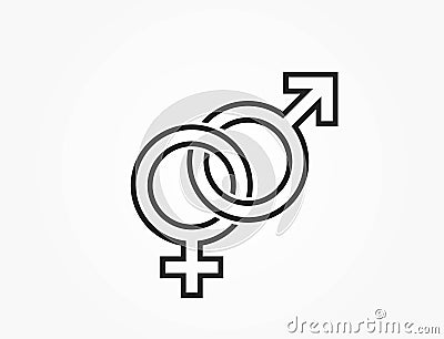 gender symbol line icon. men women symbol. male and female symbol. vector image for valentines day design Vector Illustration