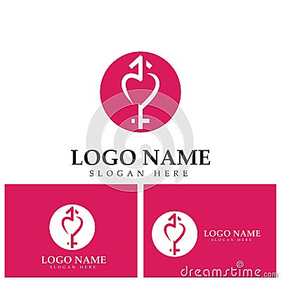 Gender symbol logo of sex and equality of males and females vector illustration. Vector Illustration