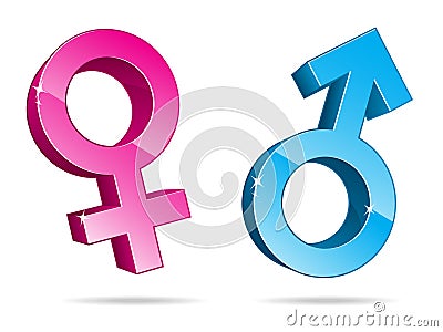 Gender Symbols In 3D EPS Vector Illustration