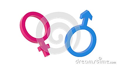 Gender symbols isolated on white background. 3D-rendering. Stock Photo