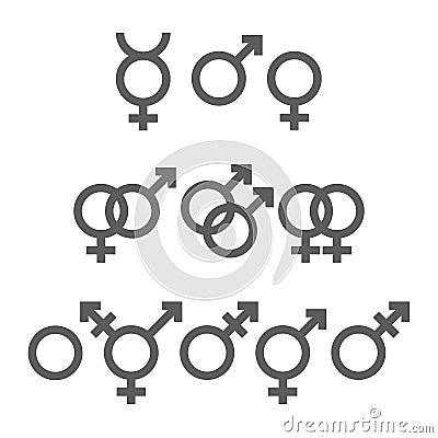 Gender symbols pack Vector Illustration