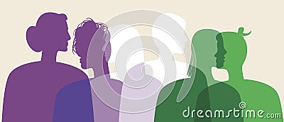 Genderqueer people, non-binary persons, Silhouette vector stock illustration with Genderqueer as a LGBTQ community, triggered, Cartoon Illustration