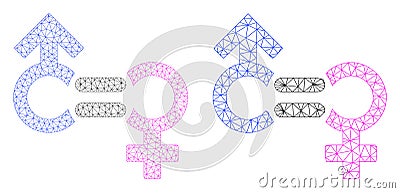 Genders Relation Symbol Icon - Vector Polygonal Mesh Vector Illustration