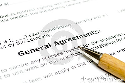 General Agreements with wooden pen Stock Photo