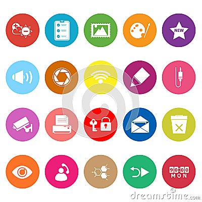 General computer screen flat icons on white background Vector Illustration