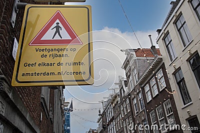 General Corona Sign Keep Distance At Amsterdam The Netherlands 26-11-2020 Editorial Stock Photo