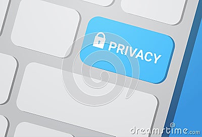 General Data Protection Regulation GDPR on computer keyboard privacy button server secuirity guard flat Vector Illustration