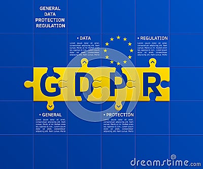 General Data Protection Regulation GDPR. Letters on puzzle pieces connected together. Concept illustration. Vector. Vector Illustration