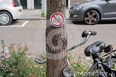 General Forbidden Parking Bicycles Sign At Amsterdam The Netherlands 15-6-2020 Editorial Stock Photo