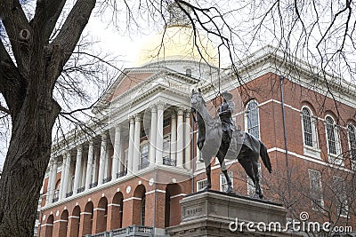 General Joseph Hooker Statue, Boston, Massachusetts, USA Editorial Stock Photo