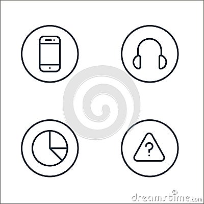 general line icons. linear set. quality vector line set such as error, pie chart, earphone Vector Illustration