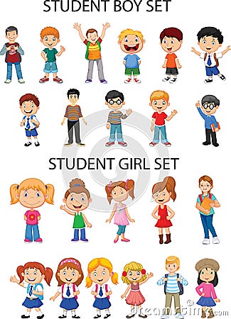 General materials - Girl and boy figures Vector Illustration