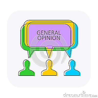 General opinion illustration. Three people with speech or thoughth bubbles connected together Vector Illustration