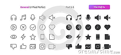 General UI Pixel Perfect Well-crafted Vector Thin Line And Solid Icons 30x30 Grid for Web Graphics and Apps. Vector Illustration