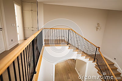 General view of house interior with i spacious hallway and staircase Stock Photo