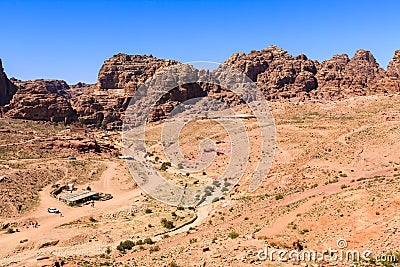 General view at Petra the ancient City Al Khazneh in Jordan Stock Photo