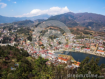 General View of Sapa Town, Lao Cai District, Vietnam Stock Photo