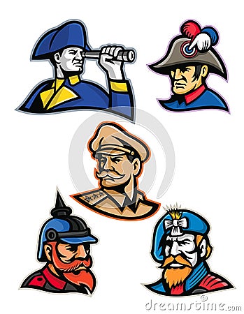 Generals, Admirals and Emperor Mascot Collection Vector Illustration