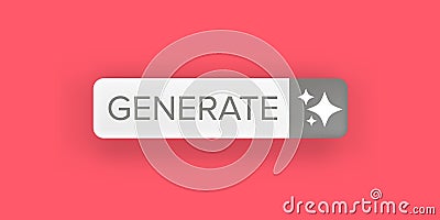 Generate Button Vector Clean White UI Element with Sparkle Icons on Pink Background, Modern Design for Web and App Vector Illustration