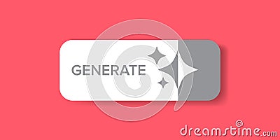 Generate Button Vector Clean White UI Element with Sparkle Icons on Pink Background, Modern Design for Web and App Vector Illustration
