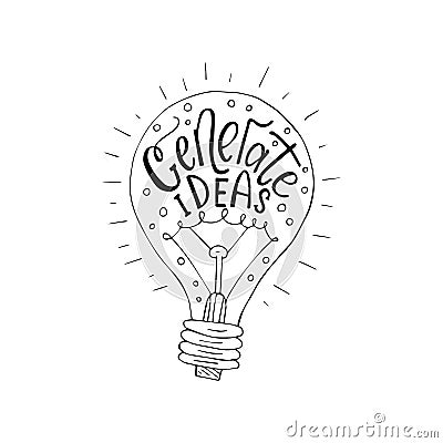 Generate ideas. Business vector llustration with lightbulb for modern designs. Vector Illustration