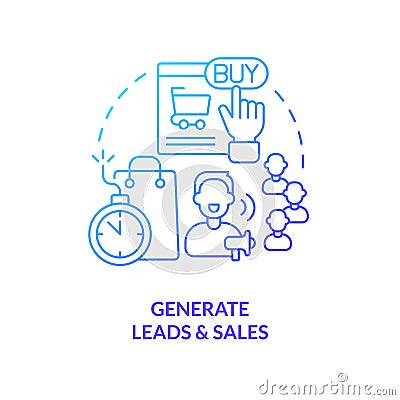 Generate leads and sales blue gradient concept icon Vector Illustration