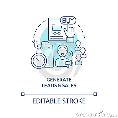 Generate leads and sales turquoise concept icon Vector Illustration