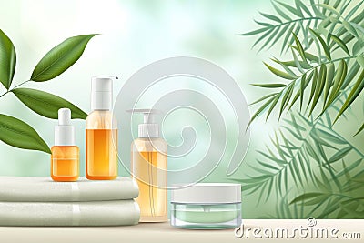 Skincare cream jar cream, anti aging bridal styling. Face maskperfume bottle. Beauty fabric eye patch Product swedish massage jar Stock Photo
