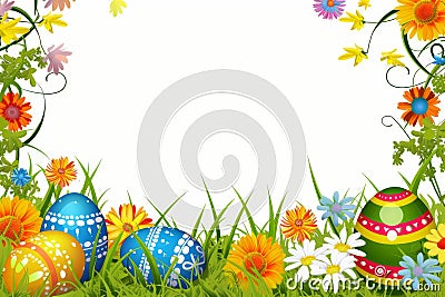 Happy easter devotion Eggs Bunny Basket. White chocolate bunny Bunny clever. Easter games background wallpaper Cartoon Illustration