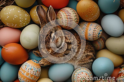 Happy easter easter basket Eggs Encased Easter Treats Basket. White bunny Bunny orange cream. playful background wallpaper Cartoon Illustration