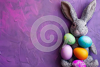 Happy easter easter ham Eggs Easter arrangement Basket. White Dynamic Bunny cheery. Easter traditions background wallpaper Cartoon Illustration