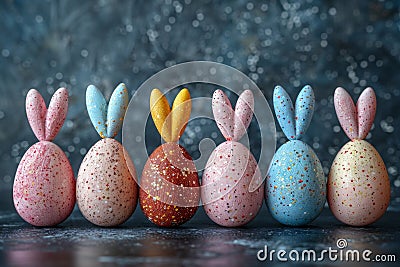 Happy easter easter ribbons Eggs Sunday Basket. White pastel colors Bunny tropical. easter tablecloths background wallpaper Cartoon Illustration