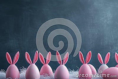 Happy easter fuzzy Eggs Easter surprise Basket. White Lovely Bunny Joyful. Easter bonnet background wallpaper Cartoon Illustration