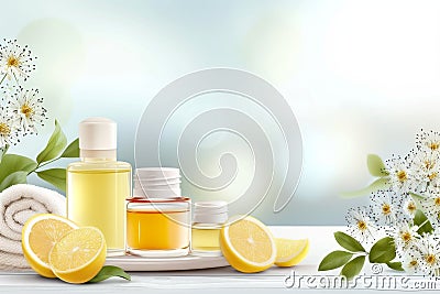 Skin care intimate hygiene cream, anti aging sunflower oil. Face maskageless beauty. Beauty oriental Product mockup tache noire Stock Photo