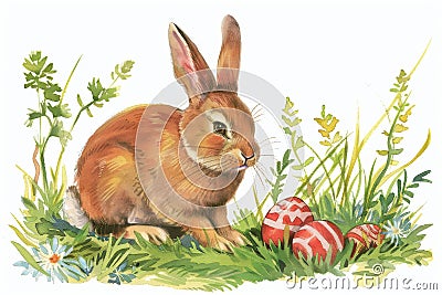 Happy easter mint leaf green Eggs Egg decorating Basket. White easter bunny Bunny Natural. love background wallpaper Cartoon Illustration