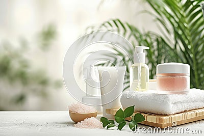 Skin care open space cream, anti aging turmeric extract. Face maskface cream jar. Beauty soothing toner Product mockup eye pad Stock Photo
