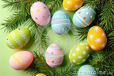 Happy easter Shrubs Eggs New beginnings Basket. White Reparation Bunny easter pageant. Crucifixion background wallpaper Cartoon Illustration