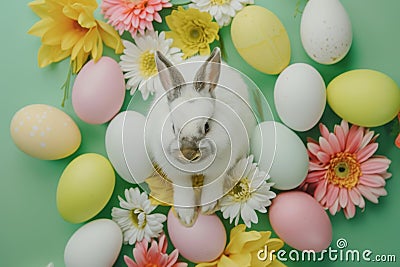 Happy easter snowdrops Eggs Egg wonderland Basket. White Literary field Bunny crucifixion. Support Card background wallpaper Cartoon Illustration